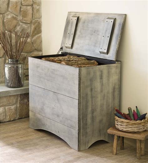 metal covered wood box|Amazon.com: Indoor Firewood Storage Box.